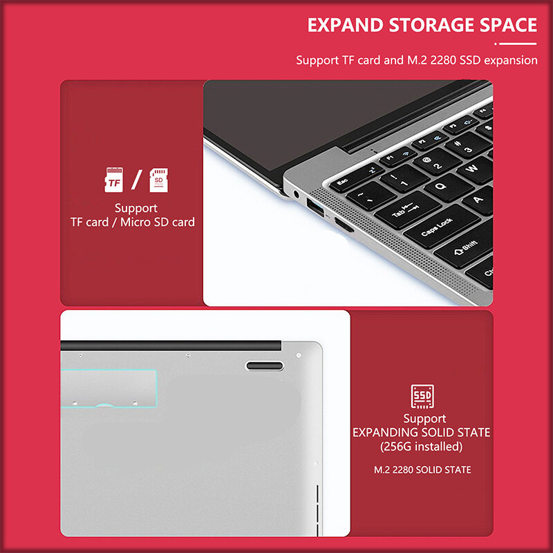 CARBAYTA-ordenador portátil J4105, Notebook de 14,1 pulgadas, 128GB, 256GB, SSD, Windows 10 Pro, Intel, Laptos portátiles para estudiantes, Quad Core