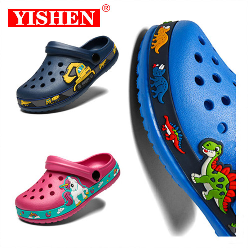 YISHEN – sandales d'été pour enfants, sabots de plage, licorne, dinosaure, chaussures de jardin pour garçons et filles, pantoufles antidérapantes