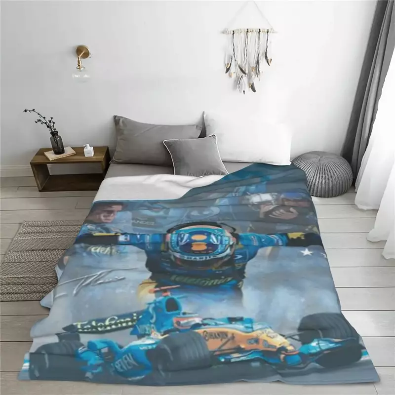 Fernando Alonso Poster Blankets Velvet Printed Cozy Lightweight Throw Blankets for Bed Outdoor Quilt