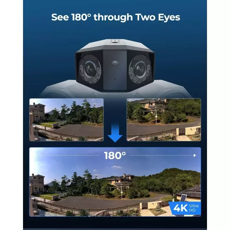 REOLINK-cámara reflectora 4K para sistema de cámaras de seguridad PoE, cámara IP para exteriores, ángulo ultraancho de 180 grados, humano/vehículo/mascota