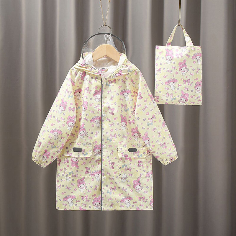 Sanrio jas hujan besar penuh anak-anak Kuromi My Melody Hello Kitty tas sejuk ruang kualitas tinggi perlengkapan hujan tahan angin hadiah anak-anak