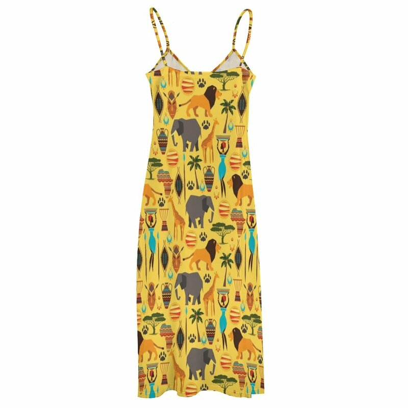 Afrikanische Savanne ärmelloses Kleid lange Kleider elegante Frauen setzt Strand kleider