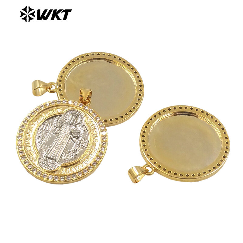 WT-MN987 klasik indah dengan zirkon kubik agama kuning kuningan liontin di 18k emas kalung perhiasan temuan