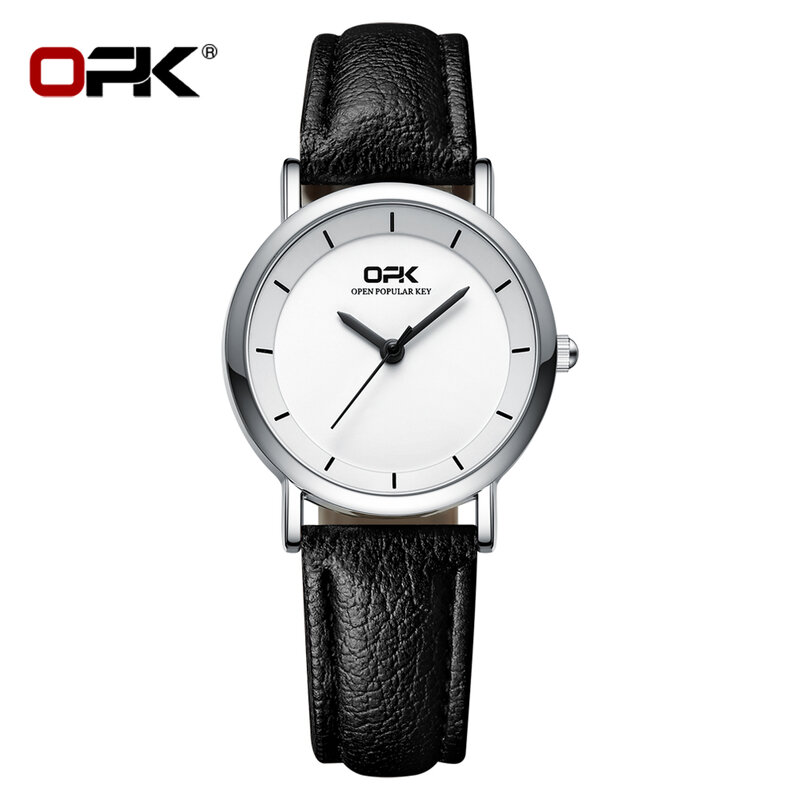 OPK 8122 여성용 우아한 가죽 스트랩 심플 방수 원피스 손목시계, 브랜드 오리지널 쿼츠 시계
