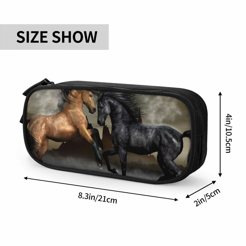 Classic Running Horse 3d Pencil Cases Pencil Box Pen Box for Girls Boys Large Storage Bags Students School Zipper Stationery