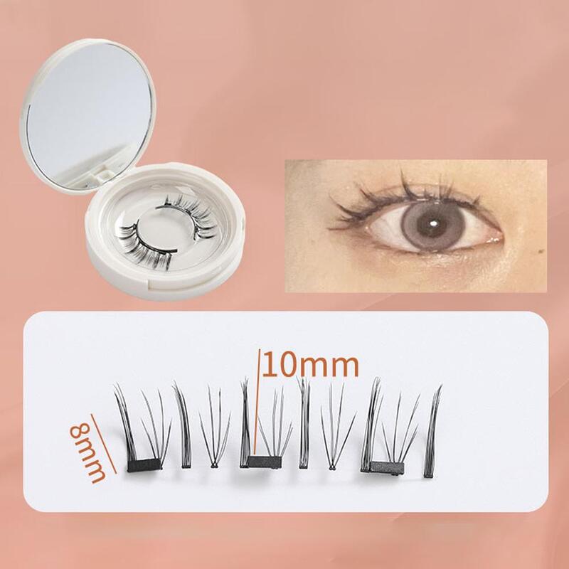 3D Natural Magnetic Eyelashes With 4 Magnetic Lashes Reusable Magnetic False Eyelashes Portable Cosmetic Tool