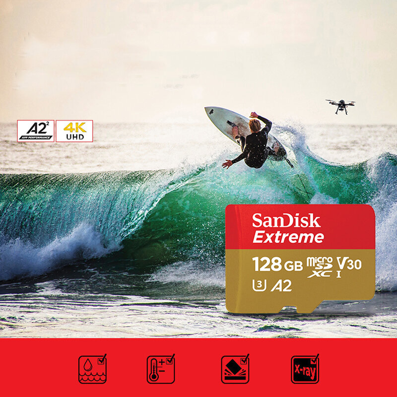 SanDisk Extreme microSDHC microSDXC UHS-I Cards 4K UHD and Full HD video UHS Speed Class 3 (U3) and Video Speed Class 30 (V30)