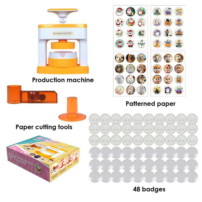 Button Maker Badge Machine, Pin Presser com 48 emblemas, Criativo DIY Fazendo Brinquedos, Fun Badge Machine