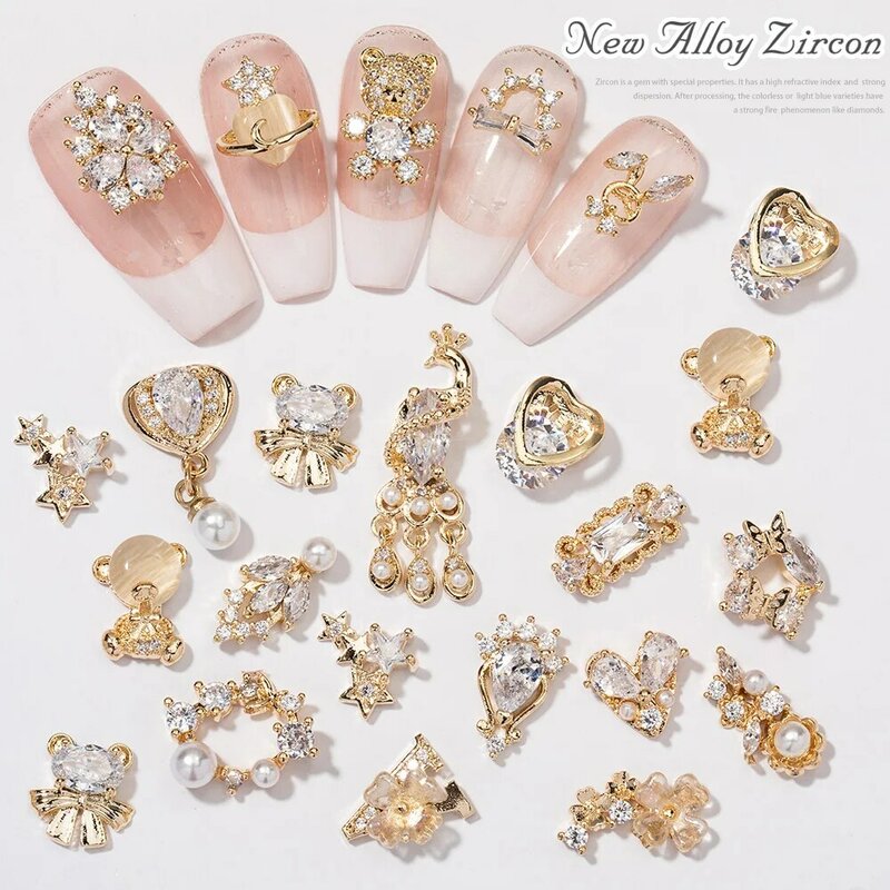 HNUIX 2Pcs Nail Art Bow Jewelry rhinestones 2022 New Super Flash Manicure Accessories Gem Pendant Zircon Diamond Nail Decoration