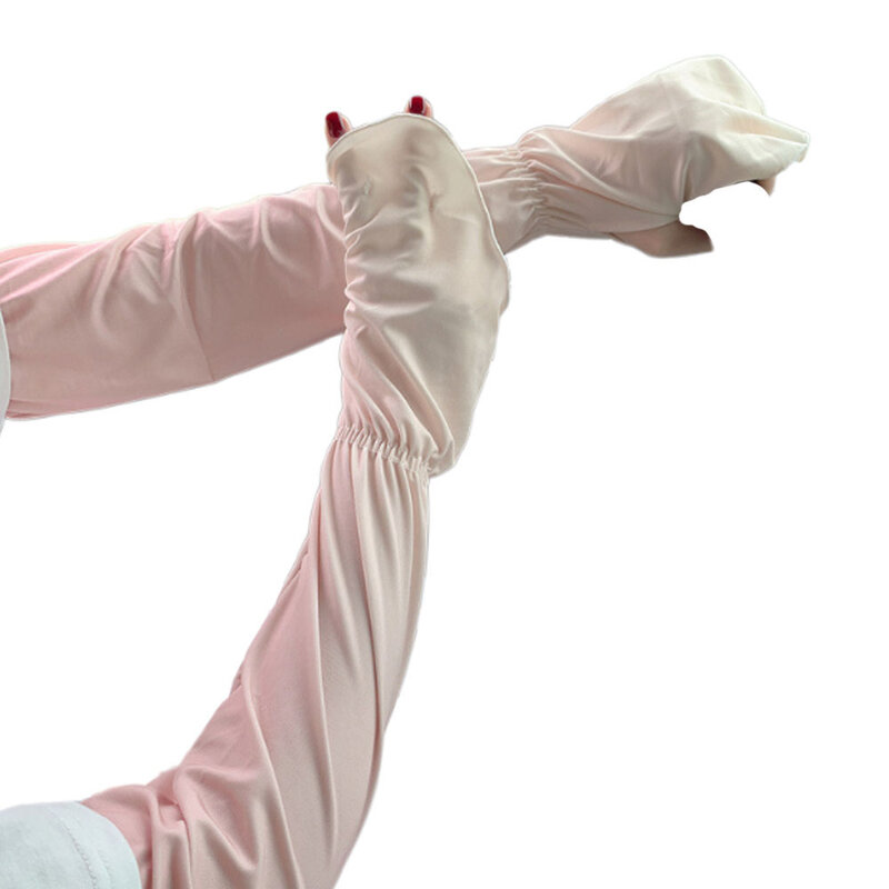 ปลอกแขนผ้าไอซ์ซิลค์สำหรับผู้หญิง, แขนป้องกันรังสี UV แขนเสื้อนุ่มพิเศษระบายอากาศได้ดีฤดูร้อน