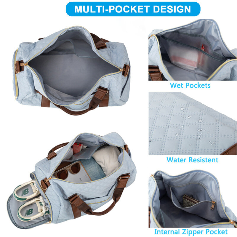 Cross-border spot new women's gym bag duffle bag waterproof wet and dry separation multi-functional short-distance travel bag