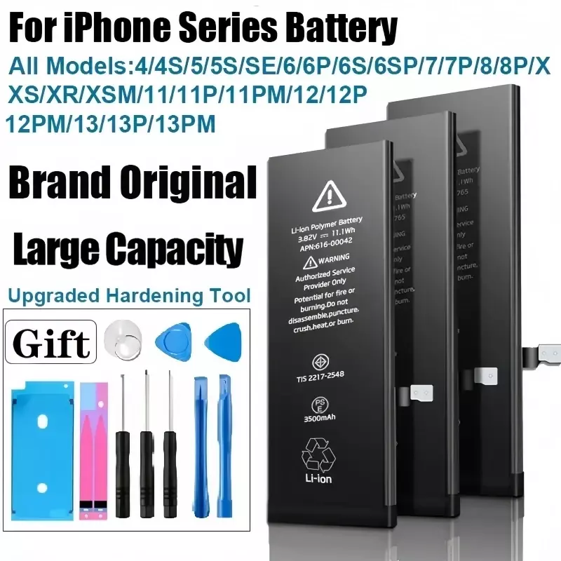 Bateria do telefone de alta capacidade para a Apple, 5500mAh, iPhone SE 2, 4, 5S, 6, 6s, 6p, 6p, 7, 7p, 8 Plus, X, Xr, xs máximo, 11, 12, 13, 14 pro
