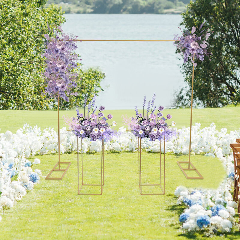 2*2M Wedding Backdrop Stand Balloon Stand Metal Wedding Stand w/ 2 PCS 27*27*80cmFlower Stands
