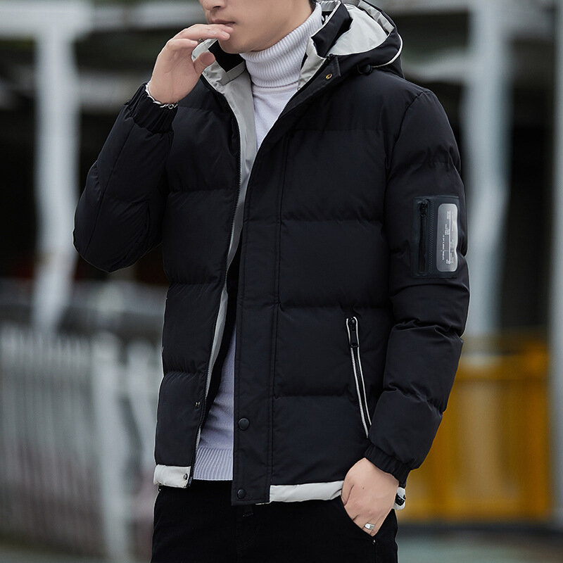 Korean Fashion Puffer Jacket Men Cotton Padded Jacket Men Fashion Clothing Streetwear Thicken Warm Hooded Coat Men Clothes