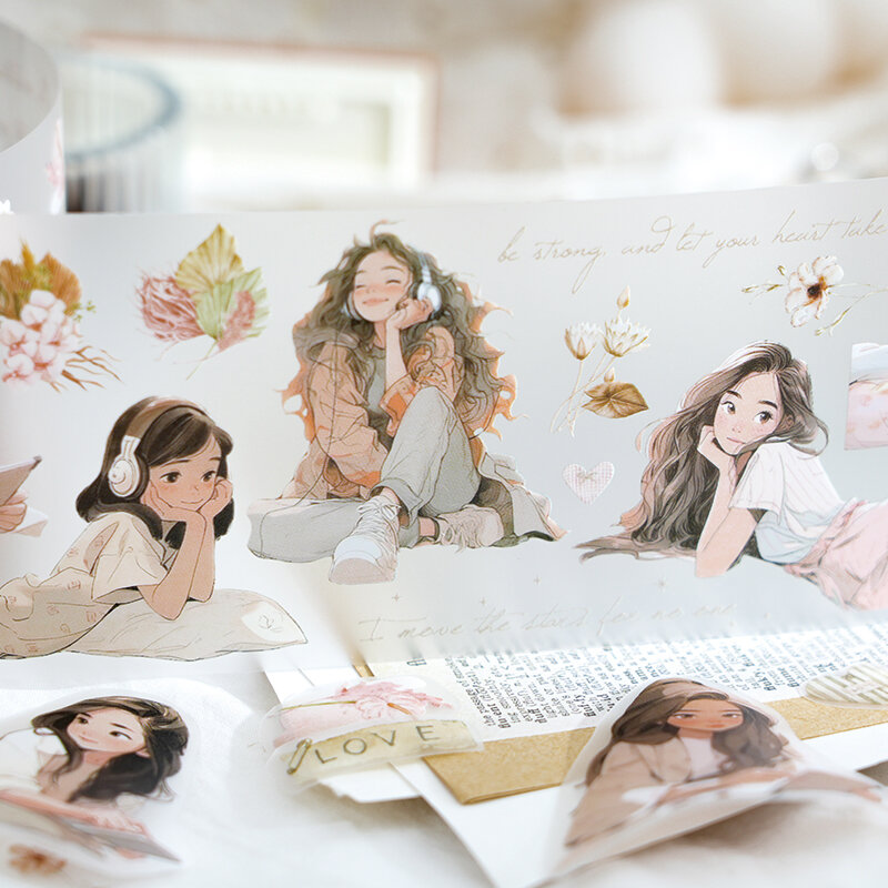 Marcadores de la serie Flower Island Girl, decoración de álbum de fotos, cinta para mascotas, 6 paquetes por lote
