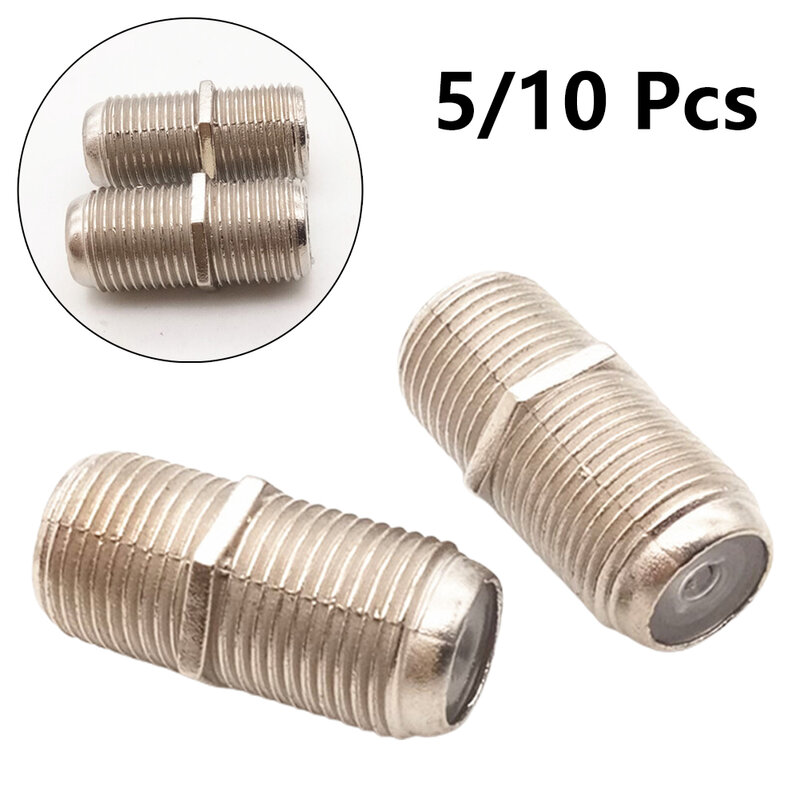 5/10pcs F Female To Female Straight-type Connector Kit 21-22mm Length RF Coaxial TV F-type Interface Zinc Alloy Low Frequency
