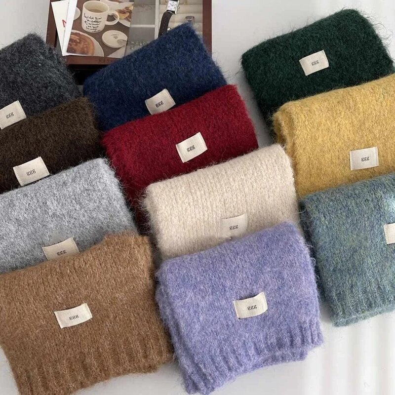 Verdicken Kaschmir Schals Mode reine Farbe Nackenschutz langen Schal halten warm gestrickten Schal Winter