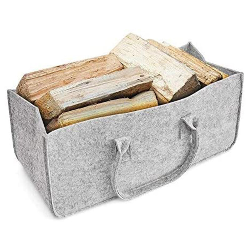 Perapian kayu lakan tas penyimpanan keranjang rak majalah kayu bakar saku, merasa lipat kayu bakar pemegang keranjang