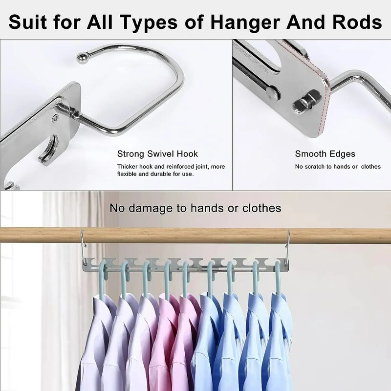Multifunctional Clothes Hangers  Adjustable Stainless Steel Hanger 9 Holes Magic Clothes Hanger Space Saving Wardrobe Organizer