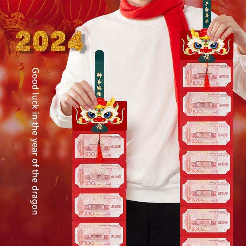 1 ~ 7 pezzi busta rossa a dieci carte di forma carina dieci carte 2024 busta rossa conica rossa buste rosse pieghevoli nuovo mostra il gusto