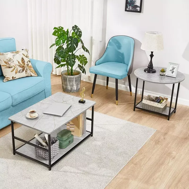 Wohomo Couch tisch, moderne Couch tische für Wohnzimmer Marmor Mittel tisch mit Stauraum 2 in 1 abnehmbaren Tischset