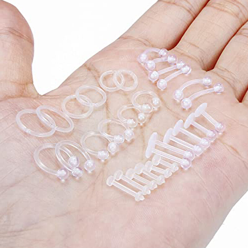 Plástico transparente Medusa Piercing Jóias, Trabalho Esportivo, Bioflex Helix, Tragus, Conch, Anéis de lábios, Labret, Retainer