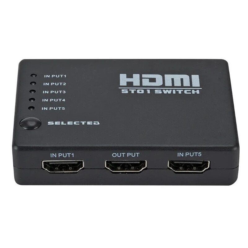 Commutateur compatible HDMI avec télécommande IR, 5 ports, 1080p, répartiteur de sélecteur, hub pour HDTV, DVD, BOX, 5 en 1, sor