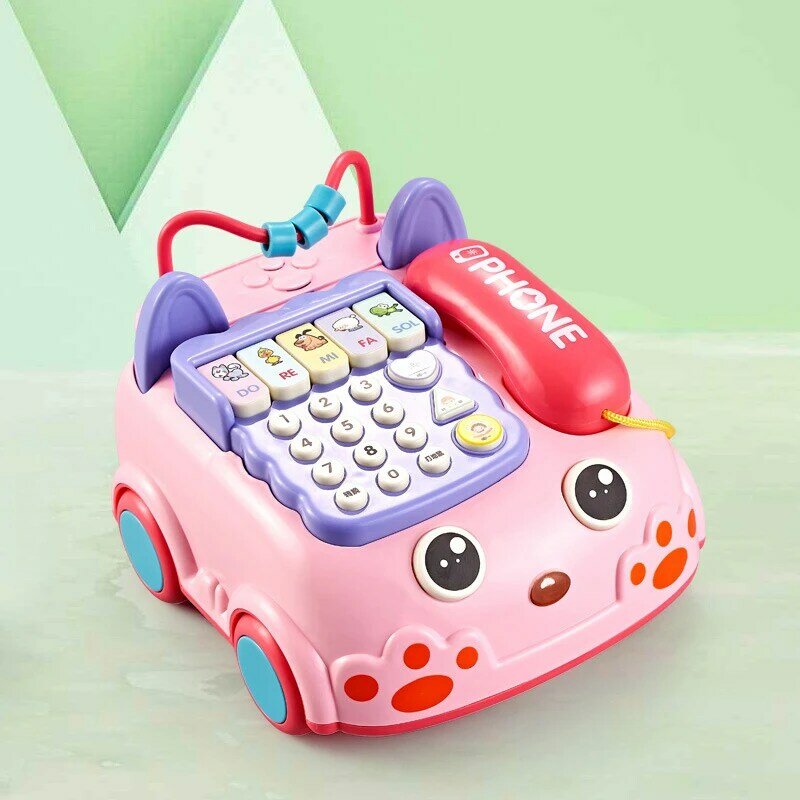 Children'S Simulated Telephone Landline Toy Baby Early Education Music Story Cable Phone Car Kids Fun Learning Props