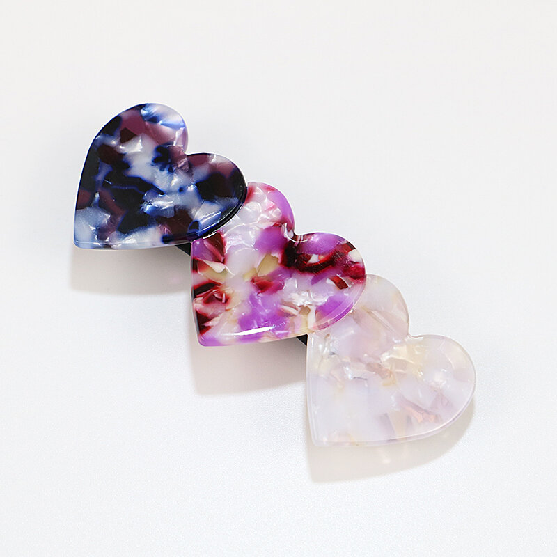 The Latest Design Hair Jewelry Romantic Ladies Hair Barrette Large And Small Heart Hair Grip Acetate Hair Barrette Clips
