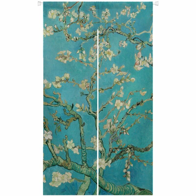 Rideau de porte japonais Noren Flower, tapisserie, décoration d'intérieur de cuisine, cloison de chambre, fleur d'amandier, nouveau, 85x150cm, 33,5x59 po