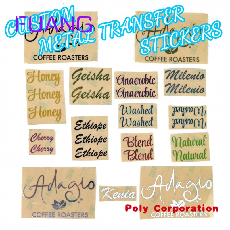 Custom  Metal Logo Label Transfer Gold Transfer  Sticker Decals Metal Logo Label custom sticker