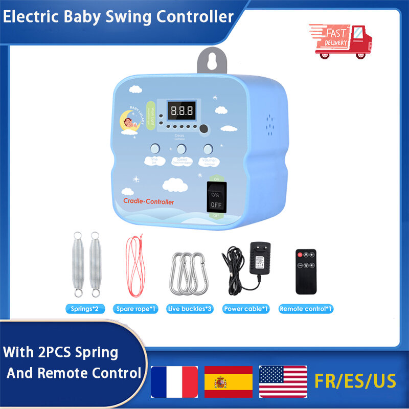 Controlador de columpio eléctrico para bebé con resorte de 2 piezas y Control remoto, cuna de resorte de Motor con temporizador ajustable de hasta 20kg