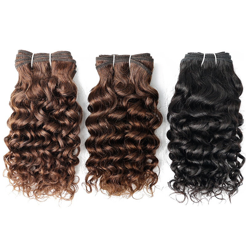 Gemlong-onda de água brasileira cabelo humano pacotes, cor natural, marrom escuro, extensões de cabelo encaracolado, tecelagem, 50g, #2, #4