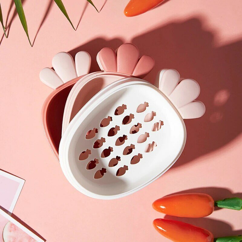 Soap Box Bathroom Accessories Dish Plate Cute Portable Carrot Fruits Soap Rack Home Shower Travel Hiking Holder Container