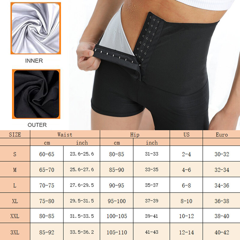 MrifDila High Waist Compression With 3 Row Buckles Sauna Shorts Women's Sweat Pants Weight Loss Fat Burning Waist Body Shaper