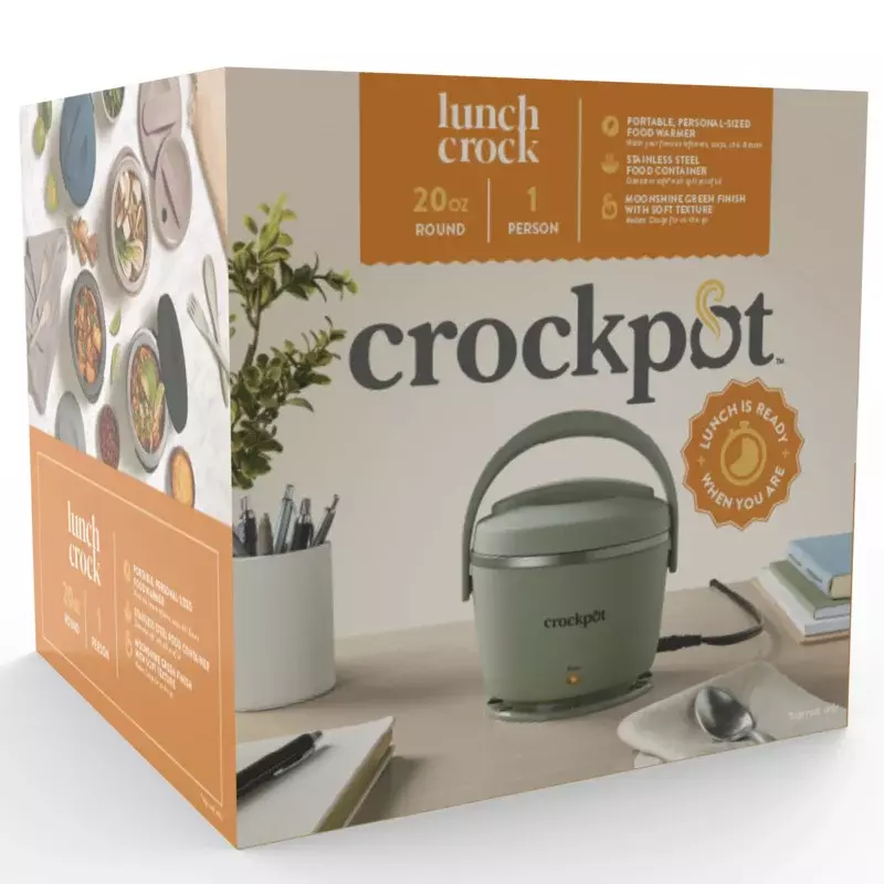 Crockpot 20-oz Lunch Crock Food Warmer, Heated Lunch Box, Moonshine Green (6.54 H x 6.54 L x6.54 W)