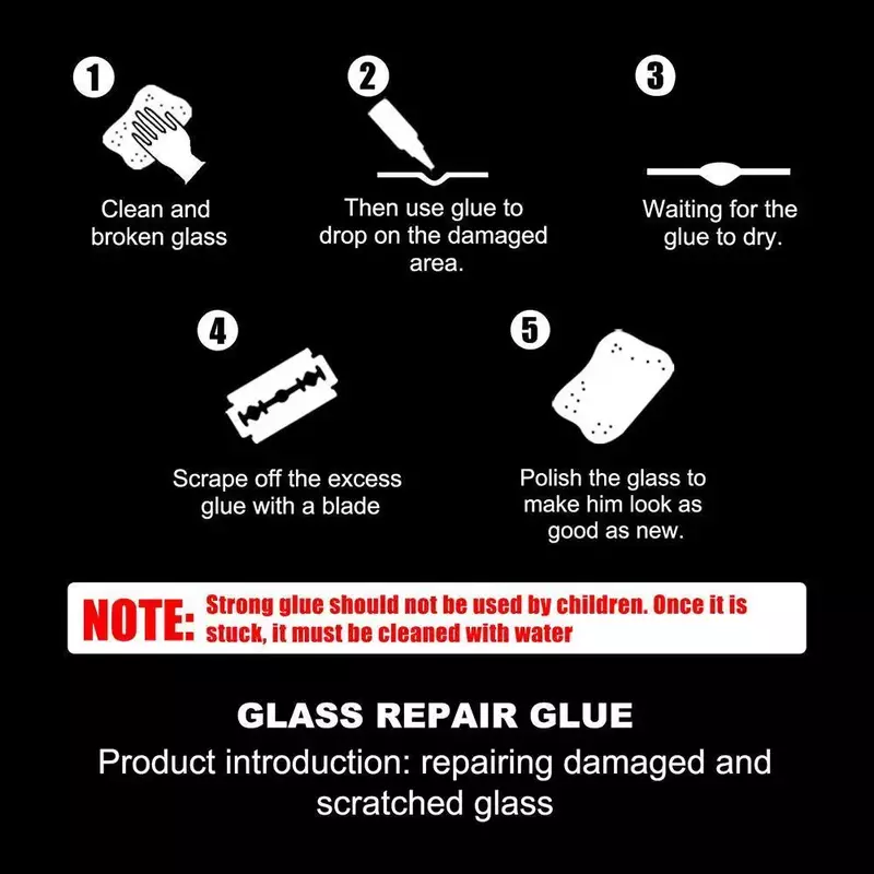Kit De Reparação De Pára-brisas Para Todos Os Tipos De Vidro, Cola DIY, Fix Rápido Para Chips, Rachaduras Kit De Reparação Combinada