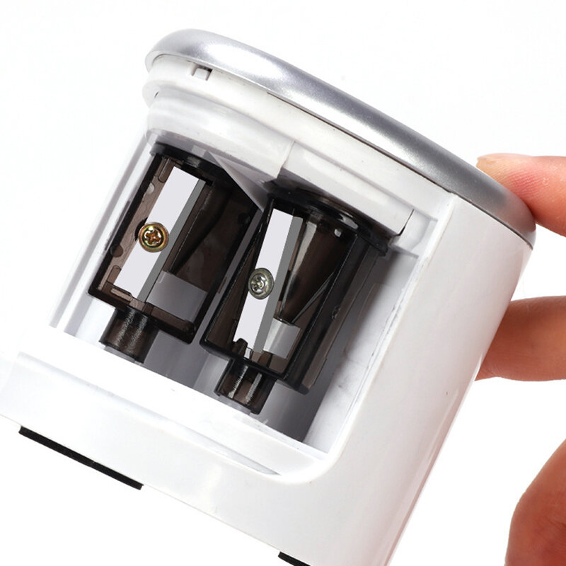2PCS Multifunctional Automatic Two-hole Electric Switch Pencil Sharpener Spare Blades Home Office Pencils Art Drawing Supplies