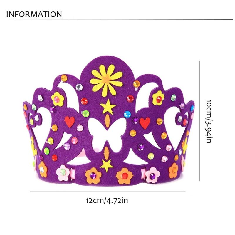 Детские художественные шляпы Монтессори «сделай сам», развивающая Нетканая ткань, королева, корона, головной ободок, цветок, блестки, принцесса, Бабочка, шапка для малышей