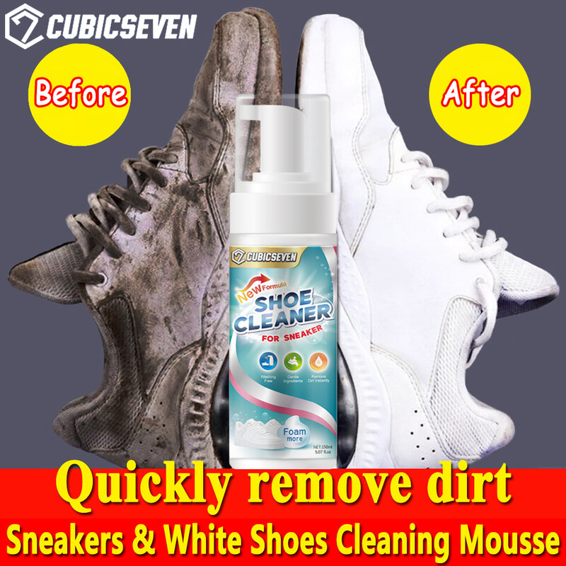 Cubicseven pembersih sepatu 150ML, alat pembersih sneaker perawatan putih seperti baru membersihkan sepatu busa putih
