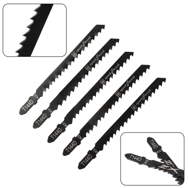 HCS Jig Saw Blades para placa de alta velocidade, plástico e corte de madeira, aço alto carbono, acessórios para ferramentas elétricas, T144D, 10PCs