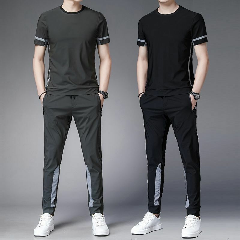 Original T Shirt Pants Sets Man Jogging Chic Tracksuit Basic Top Brands Xl Essential Men's Clothing Graphic Sports Suits O Nylon
