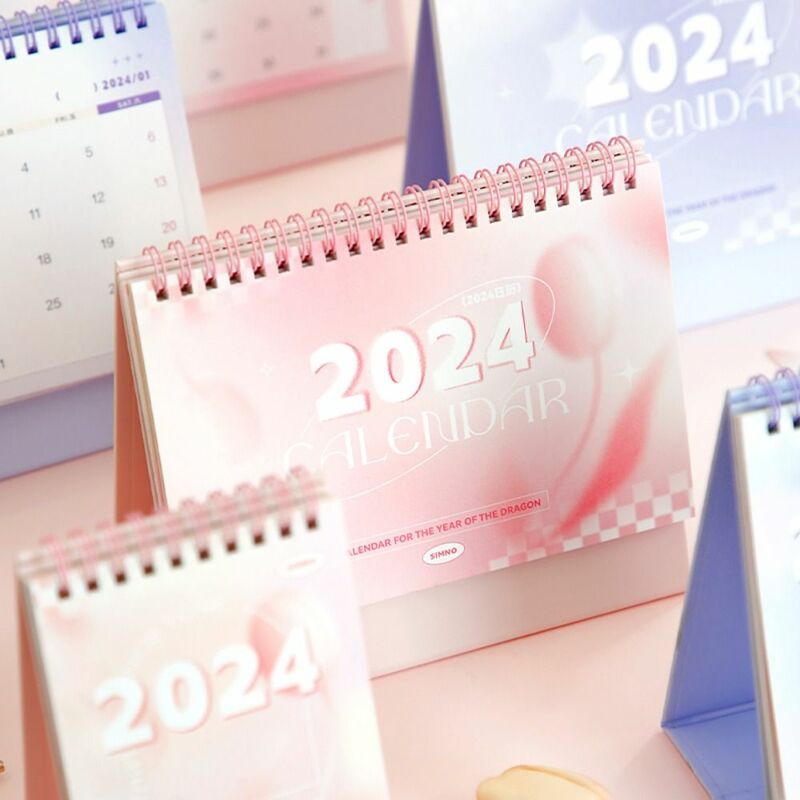 Planificador de horarios 2024, calendario anual, organizador de Agenda de escritorio, calendario diario con tapa de pie, planificación