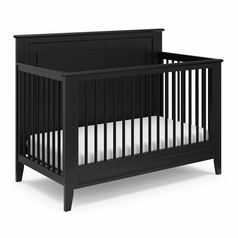Storkcraft Solstice 5-in-1 Convertible Crib (Black) – GREENGUARD Gold Certified, Converts to Toddler Bed and Full-Size Bed,