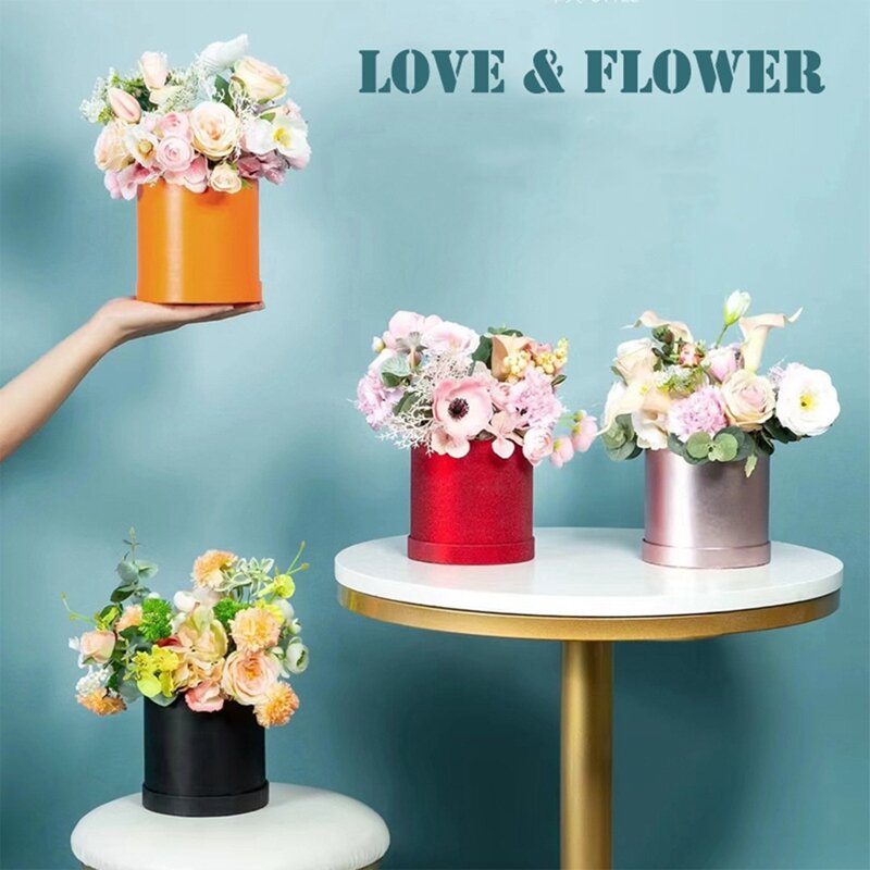 Round Flower Paper Boxes Hold The Bucket Gift Packaging Box Candy Mother's Day Party Wedding Gift Storage Box Round Floral Boxes