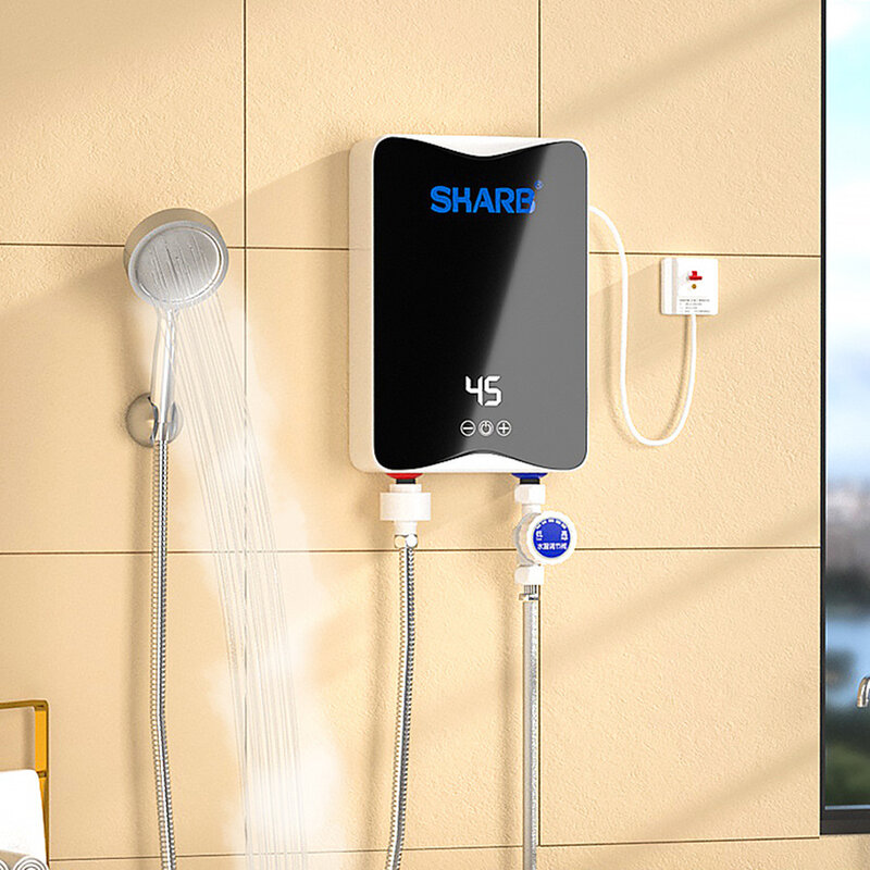Calentador de agua caliente eléctrico sin tanque instantáneo, calentador de agua con pantalla LCD, calefacción instantánea de cocina y baño, 5500W