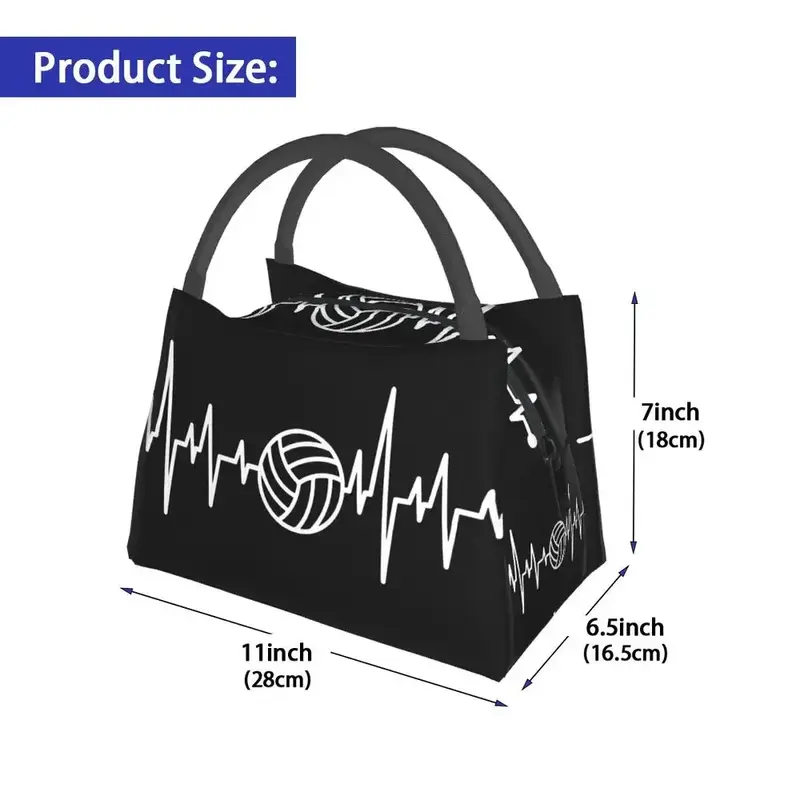 Voleibol Heartbeat Térmico Isolado Lunch Bags para Mulheres, Reutilizável Lunch Tote, Escritório, Exterior, Multifuncional Refeição Food Box