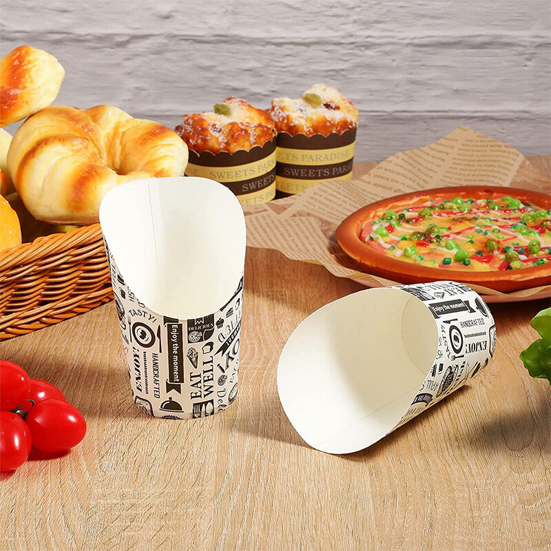 Customized productDisposable food container packaging carton french fries holder newspaper paper tube take away food container 1