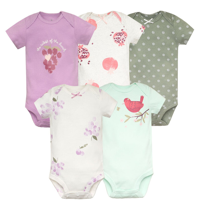 5 buah/lot Bodysuit bayi Fashion pakaian anak perempuan katun pakaian bayi baru lahir Jumpsuit bayi tubuh bayi Jumpsuit kartun Ropa Bebe