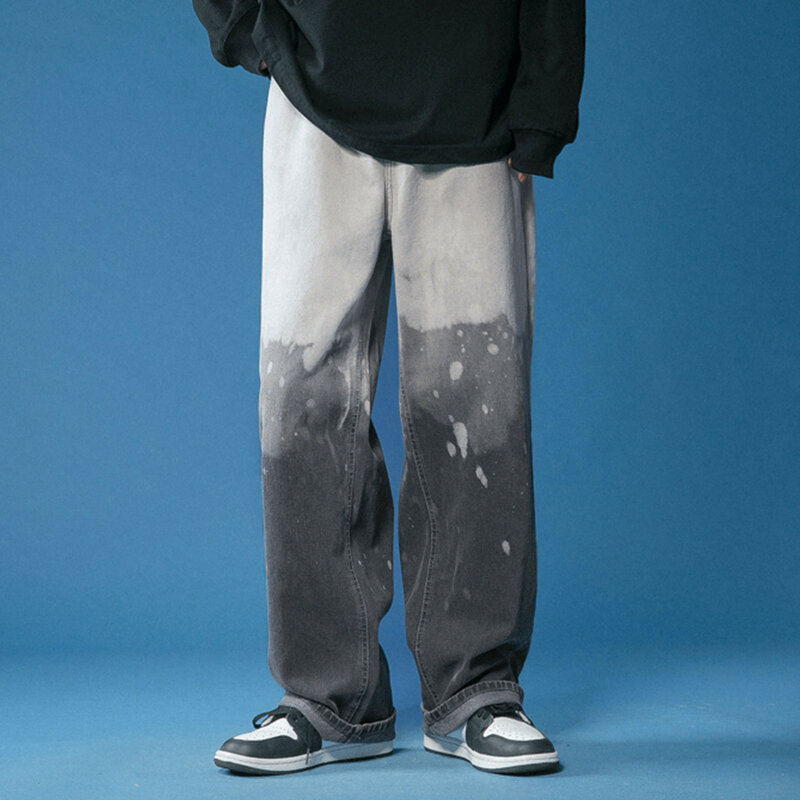 Мужские Широкие свободные уличные модные Универсальные прямые брюки большого размера мужские повседневные джинсы для отдыха